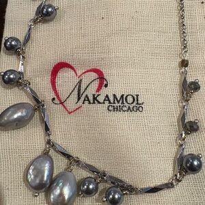 Layered gray baroque pearl Necklace by Nakamol Chicago